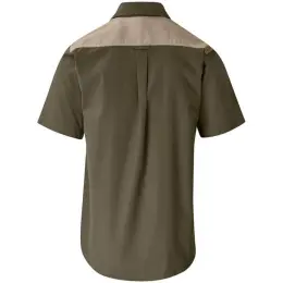Mens Short Sleeve Serengeti 2-Tone Bush Shirt Military Green Back